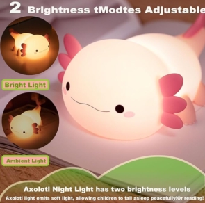 Axolotl Night Light for Kids,Cute Axolotl lamp Gifts Rechargeable Axolotl light Table Lamp Bedside Lamp,LED Animal Silicone Nursery Night Lamp Cute Room Decor Night Light for Kids Girls Boys(2)