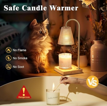 Candle Warmer Lamp-Dimmable Candle Lamp Warmer with Timer, Christmas Birthday Gifts for Women,House Warming Gifts New Home Bedroom Decor,Wax Warmer for Scented Wax with Unique Dotted Lampshade(2)