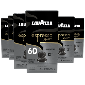 Lavazza Espresso Maestro Ristretto Aluminum Capsules Compatible with Nespresso Original Machines, Dark Espresso Roast, Arabica and Robusta Blend (60 Capsules)