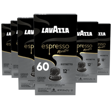 Lavazza Espresso Maestro Ristretto Aluminum Capsules Compatible with Nespresso Original Machines, Dark Espresso Roast, Arabica and Robusta Blend (60 Capsules)