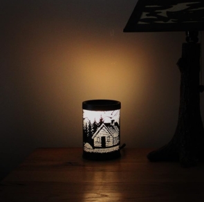 Rivers Edge Products Rustic Electric Candle Warmer Lamp and Wax Warmer for Scented Wax, Night Light, Home Decor, Gift for Home or Office, Black with Backlight Illustration, Cabin(2)