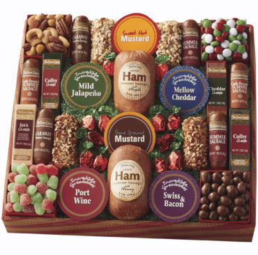 The Swiss Colony 26 Surefire Pleasers - Assorted Holiday Treats with Ham Summer Sausages, Chocolates, Cheese Bars and Logs, and Candy