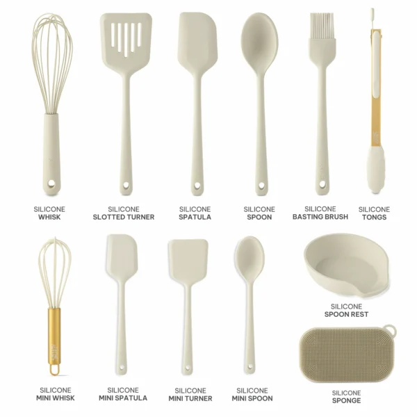 Thyme & Table 12- Piece Silicone Cooking Utensil Set, Taupe - Image 3