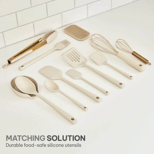 Thyme & Table 12- Piece Silicone Cooking Utensil Set, Taupe - Image 2