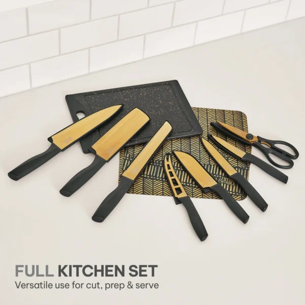 Thyme & Table 20-Piece Stainless Steel Knife and Cutting Board Set, Black - Image 2