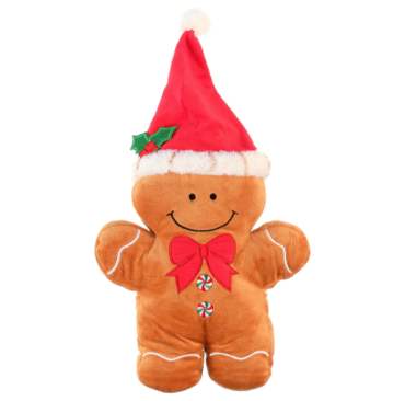 Vibrant Life Holiday Brown Gingerbread Man Plush Dog Toy