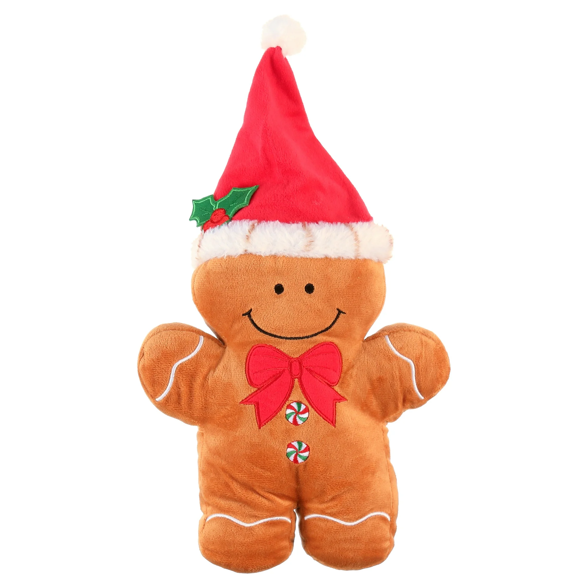 Vibrant Life Holiday Brown Gingerbread Man Plush Dog Toy