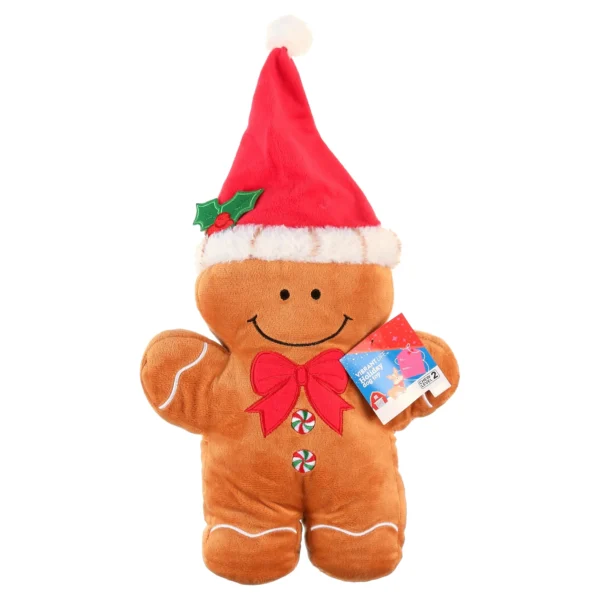 Vibrant Life Holiday Brown Gingerbread Man Plush Dog Toy - Image 3