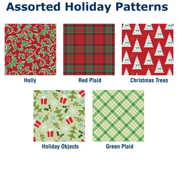 Global Printed Products Holiday Shipping Boxes (Pack of 5 - Assorted Patterns - 6"x6"x6" ) - GPP-0033 - Image 2