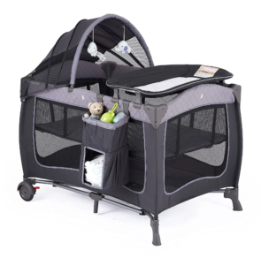 Pamo Babe Unisex Portable Baby Play Yard Include Wheels, Canopy, Changing Table for Newborn(Grey)